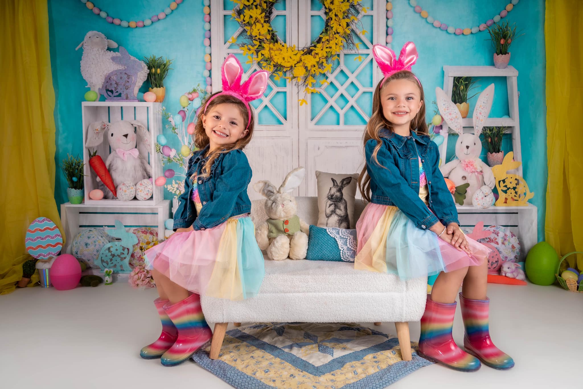 Kate Barn Door Easter Colorful Egg Cake Smash Backdrop for Photography -UK