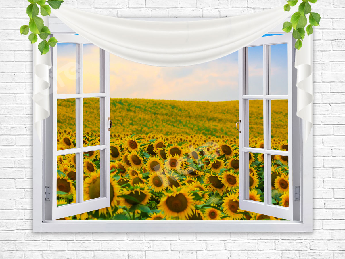 Summer Sunflower Window Backdrop