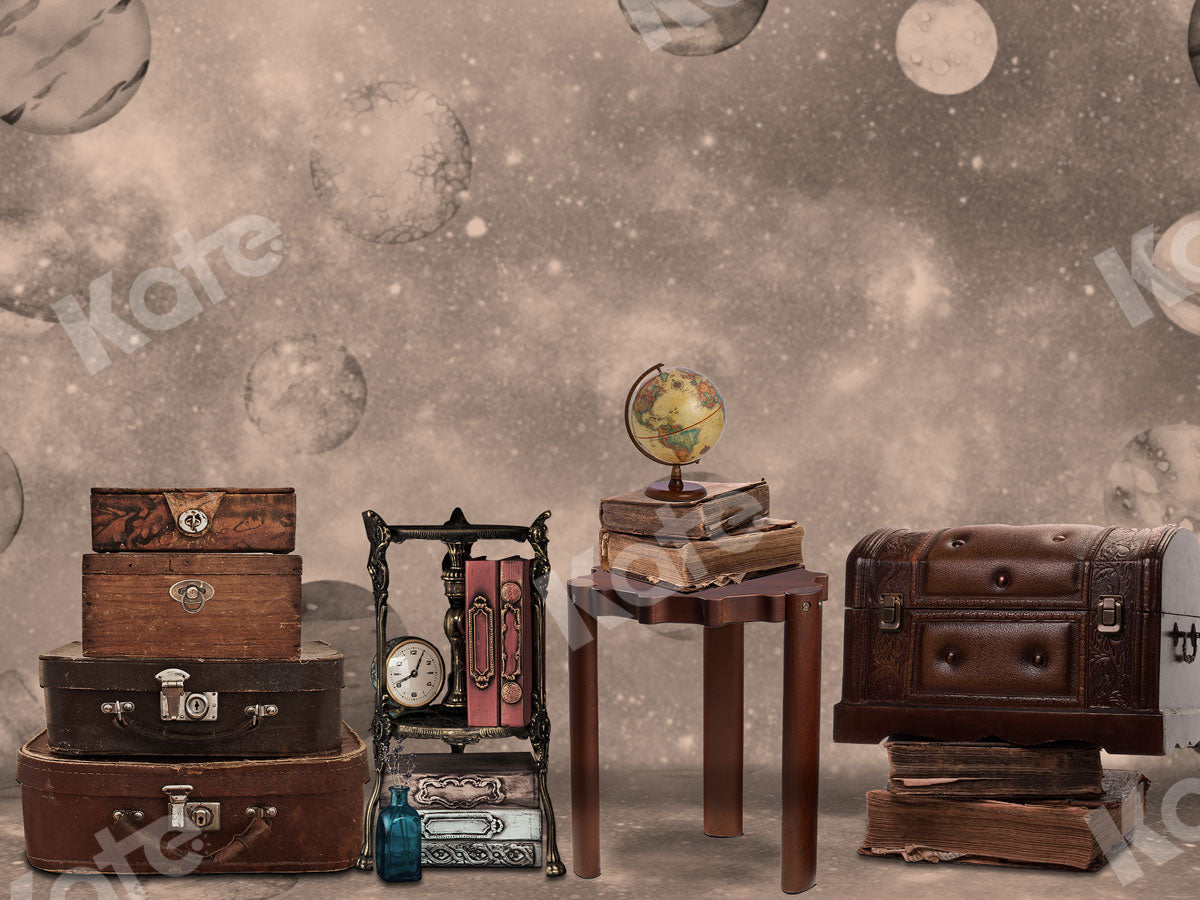 Vintage Suitcase and Book Travel with me Backdrop
