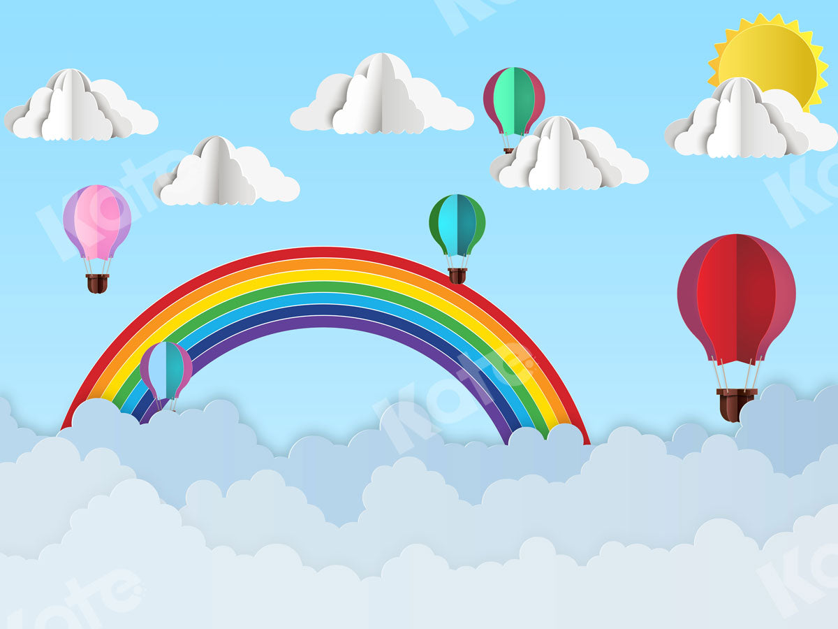 Origami Hot Air Balloon Cloud Rainbow Backdrop