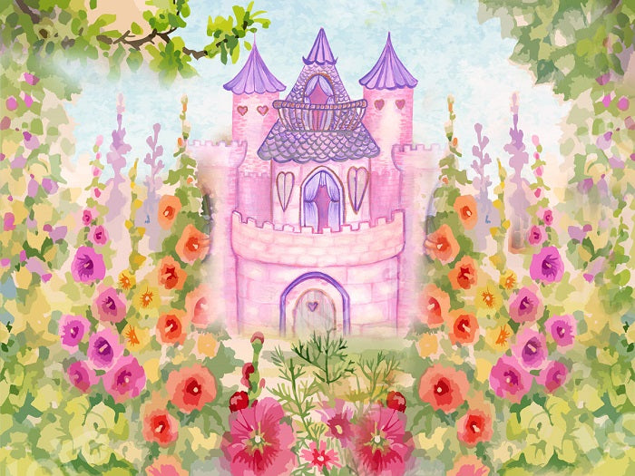Spring Castle Flower Garden Backdrop