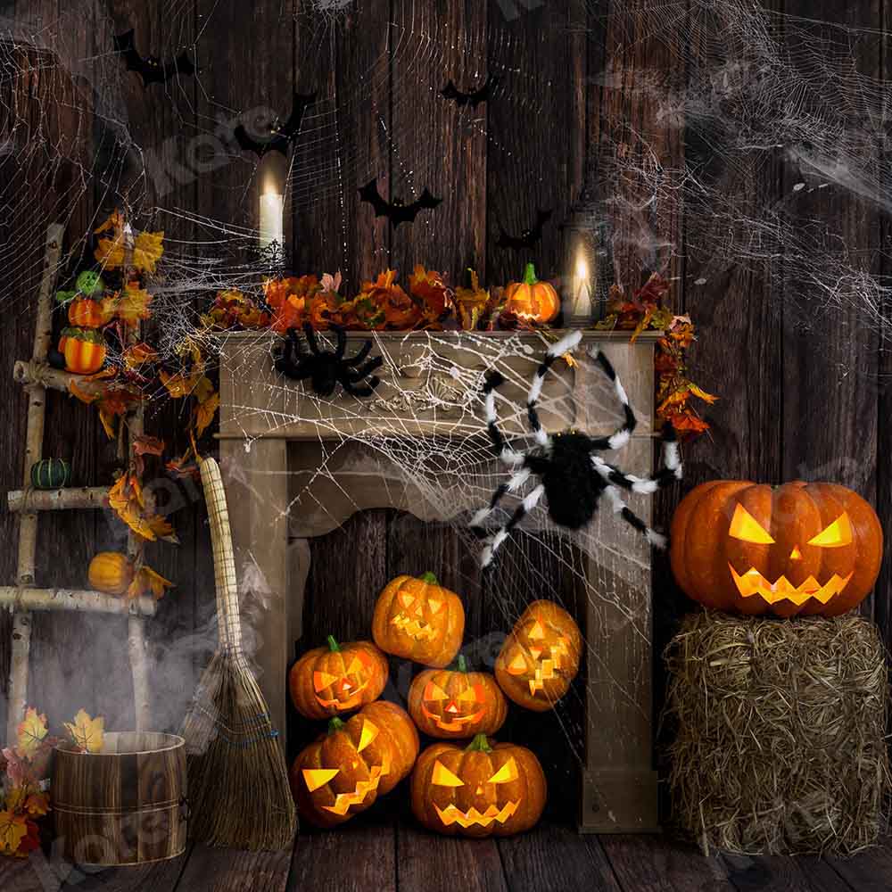 Kate Halloween Wood Spider Web Backdrop Designed by Emetselch