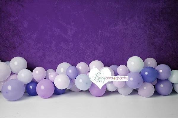 Kate Birthday Cake Smash  Purple Wall with Balloons Children Backdrop Designed by Kerry Anderson