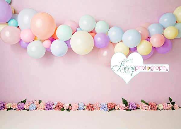 Kate Floral Balloons for Children Birthday Backdrop for Photography Designed by Kerry Anderson