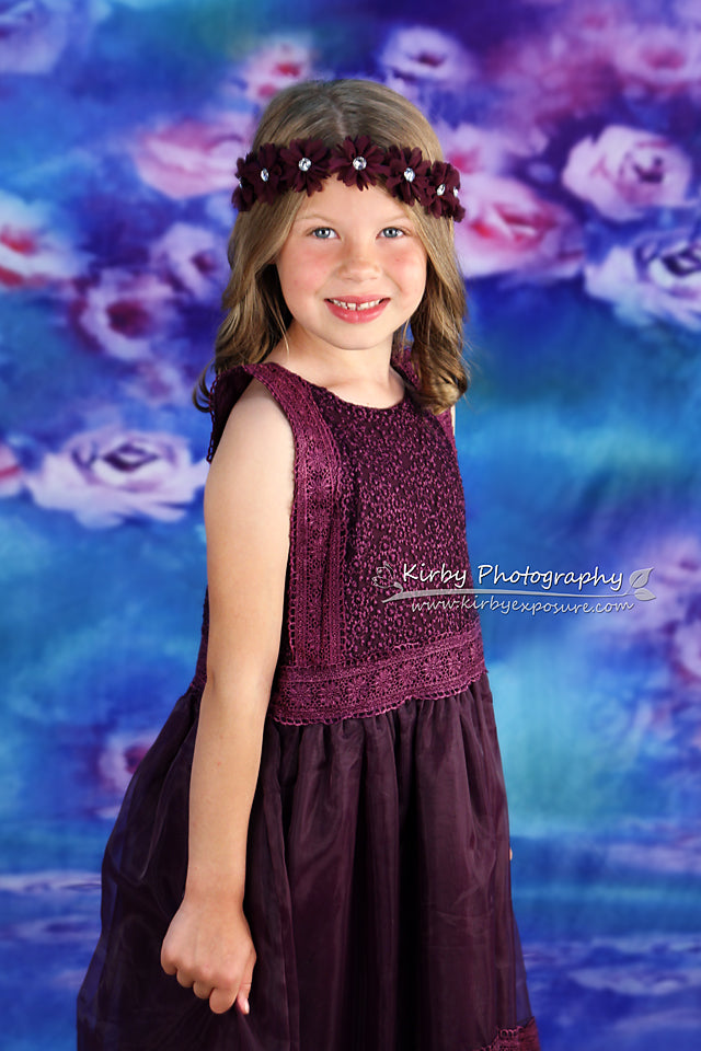 Kate Children Blue With Purple Flowers Backdrop - Kate backdrops UK
