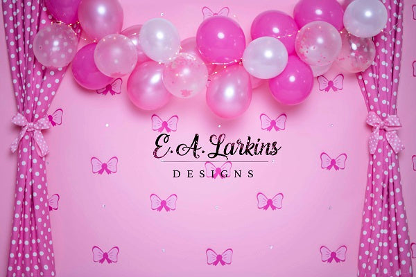 Kate Balloons and Bows Sky Magenta tone Girl Children Birthday Backdrop Designed by Erin Larkins