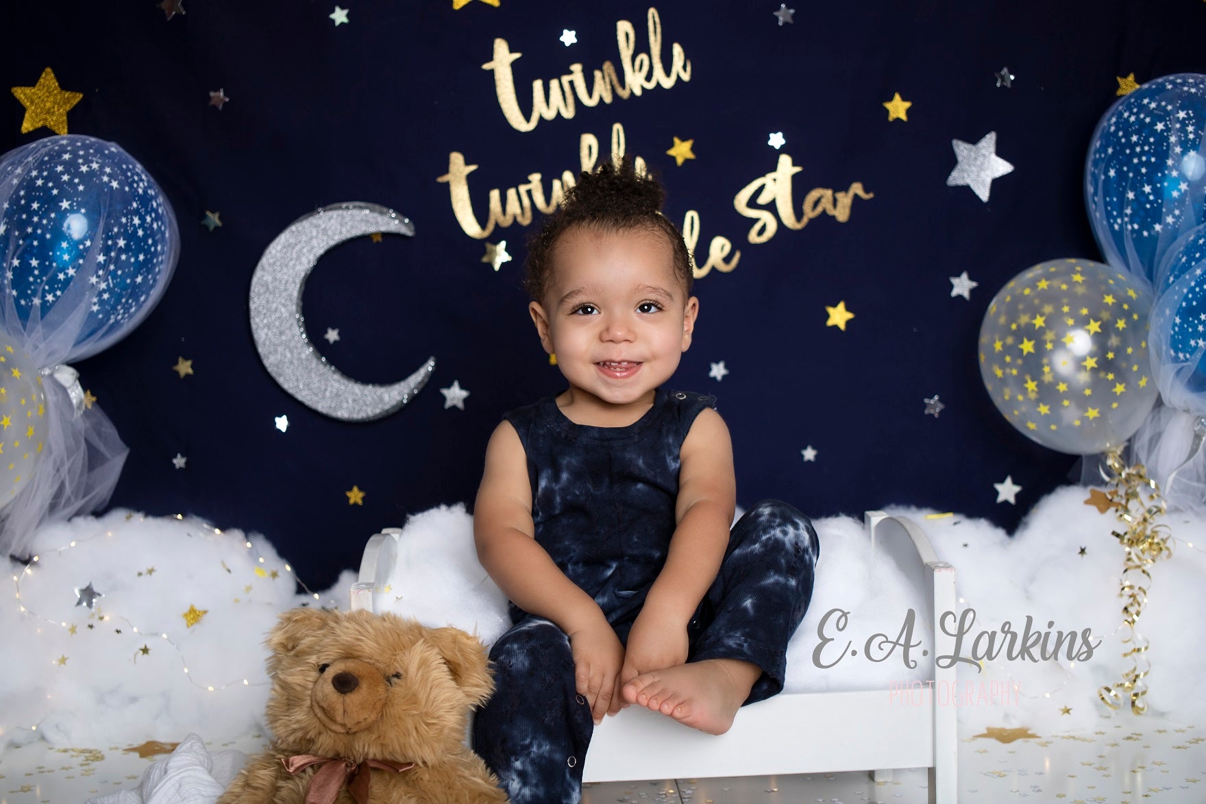 Kate  Twinkle Stars with Balloons Backdrop for Photography Designed By Erin Larkins