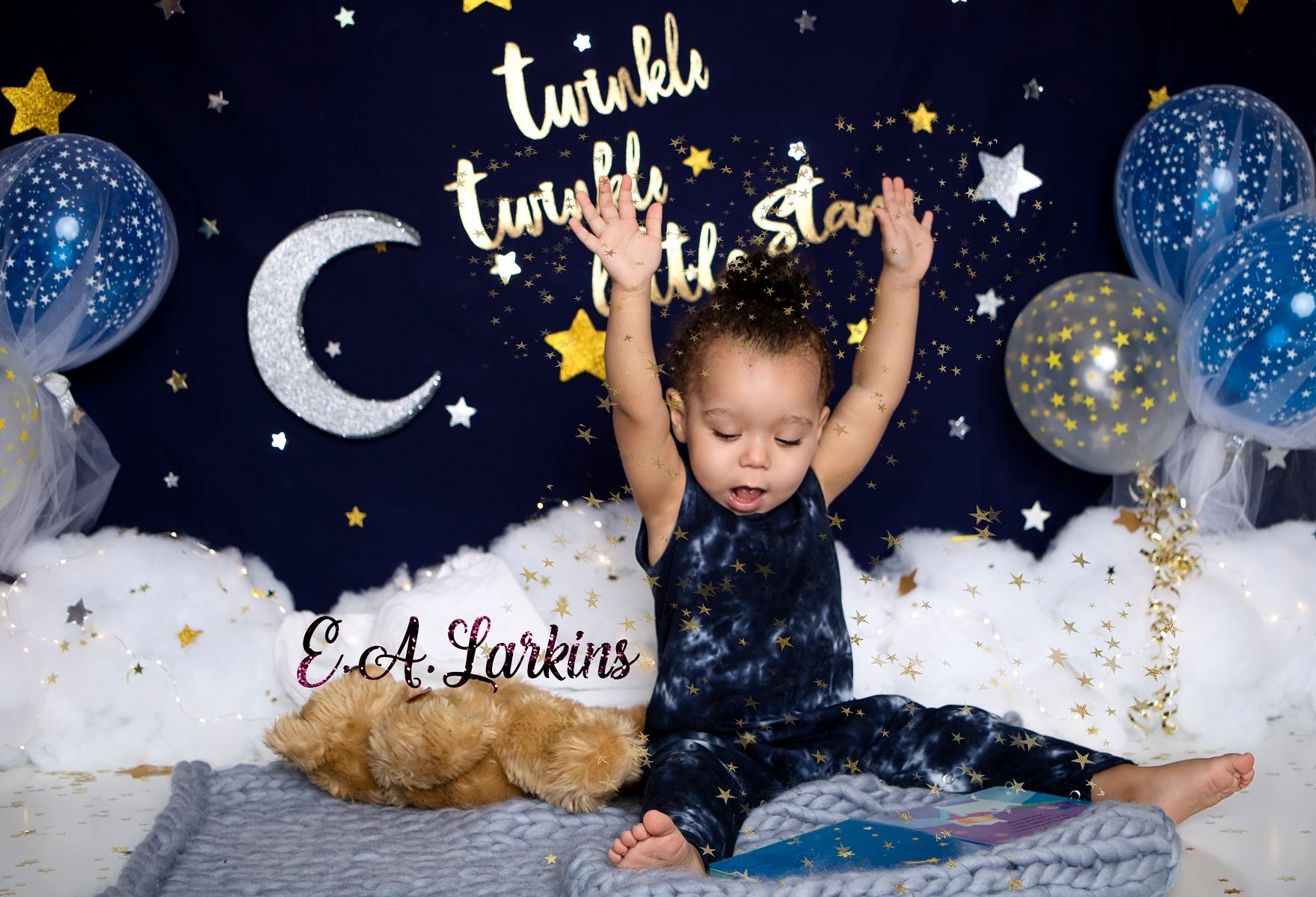Kate  Twinkle Stars with Balloons Backdrop for Photography Designed By Erin Larkins