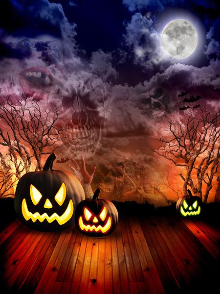 Katebackdrop¡êoKate Brick Wall Pumpkin Heads Backdrop for Halloween Photography
