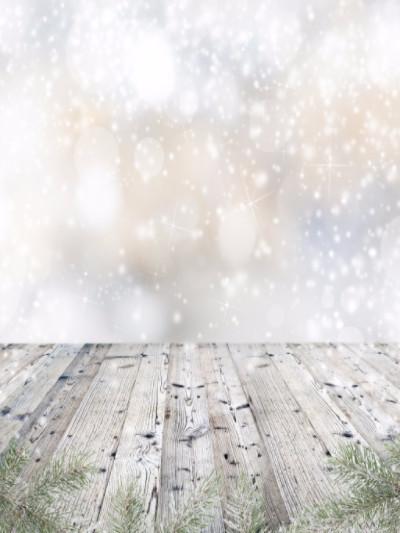 Katebackdrop£ºKate White Bokeh Drop Snow Fantasy Gray Wood Floor Backdrop