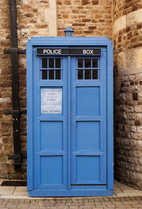 Kate Brown Wall Blue Police Box Props Photography Background
