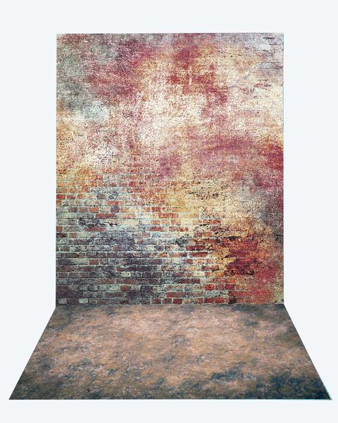 Kate Retro Brick backdrop + texture stone floor mat -UK