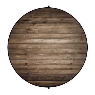 Kate Brown Wood/Pink Flowers Round Collapsible Backdrop Photography 5X5ft(1.5x1.5m)