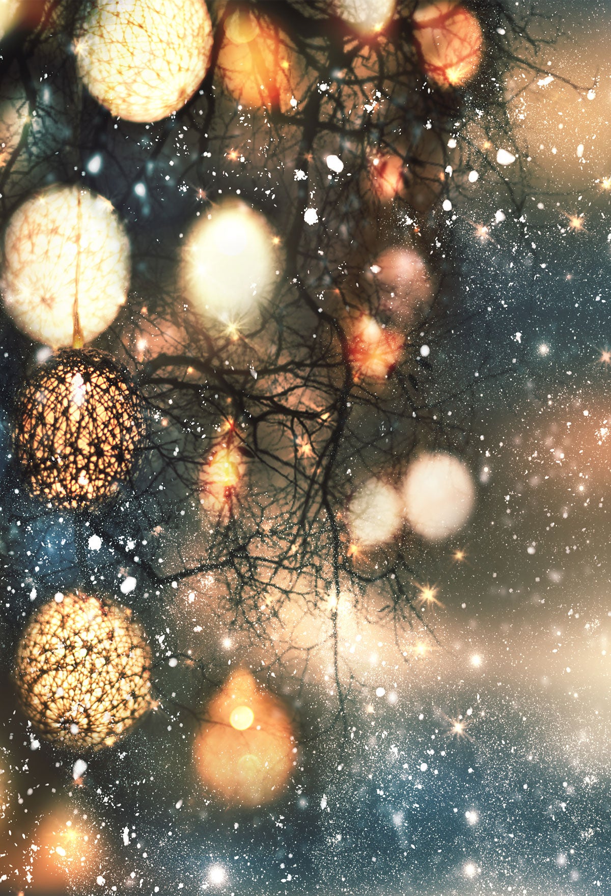 Kate Christmas Lights Snow Backdrops for Photography
