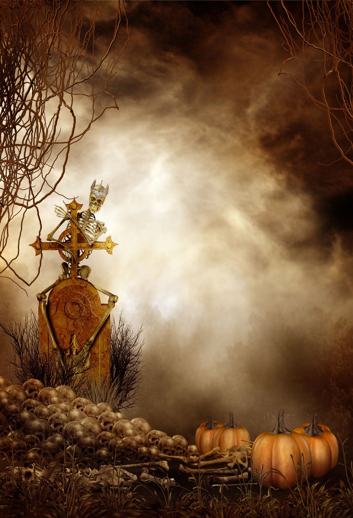 Kate Halloween Grave Backdrop Photography