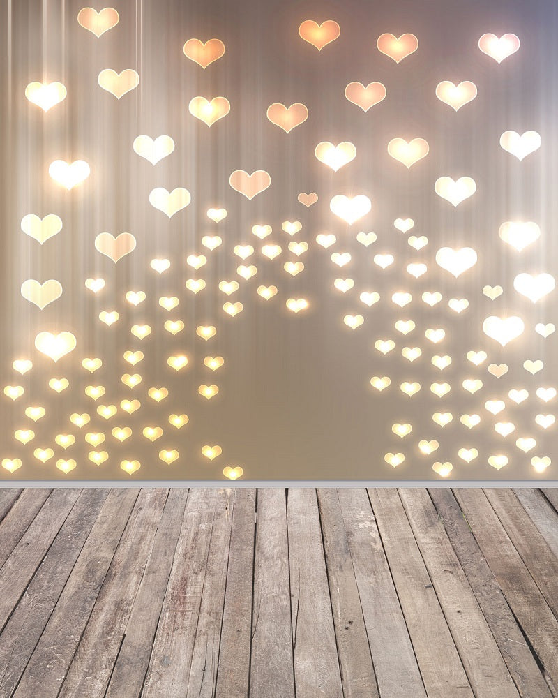 Kate Valentine's Day Hearts Wood Floor Backdrop for Photography