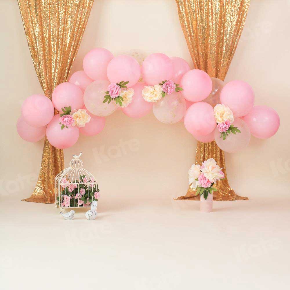 Kate Pink ballons Birthday Children Backdrops Designed by Dottie Grenier