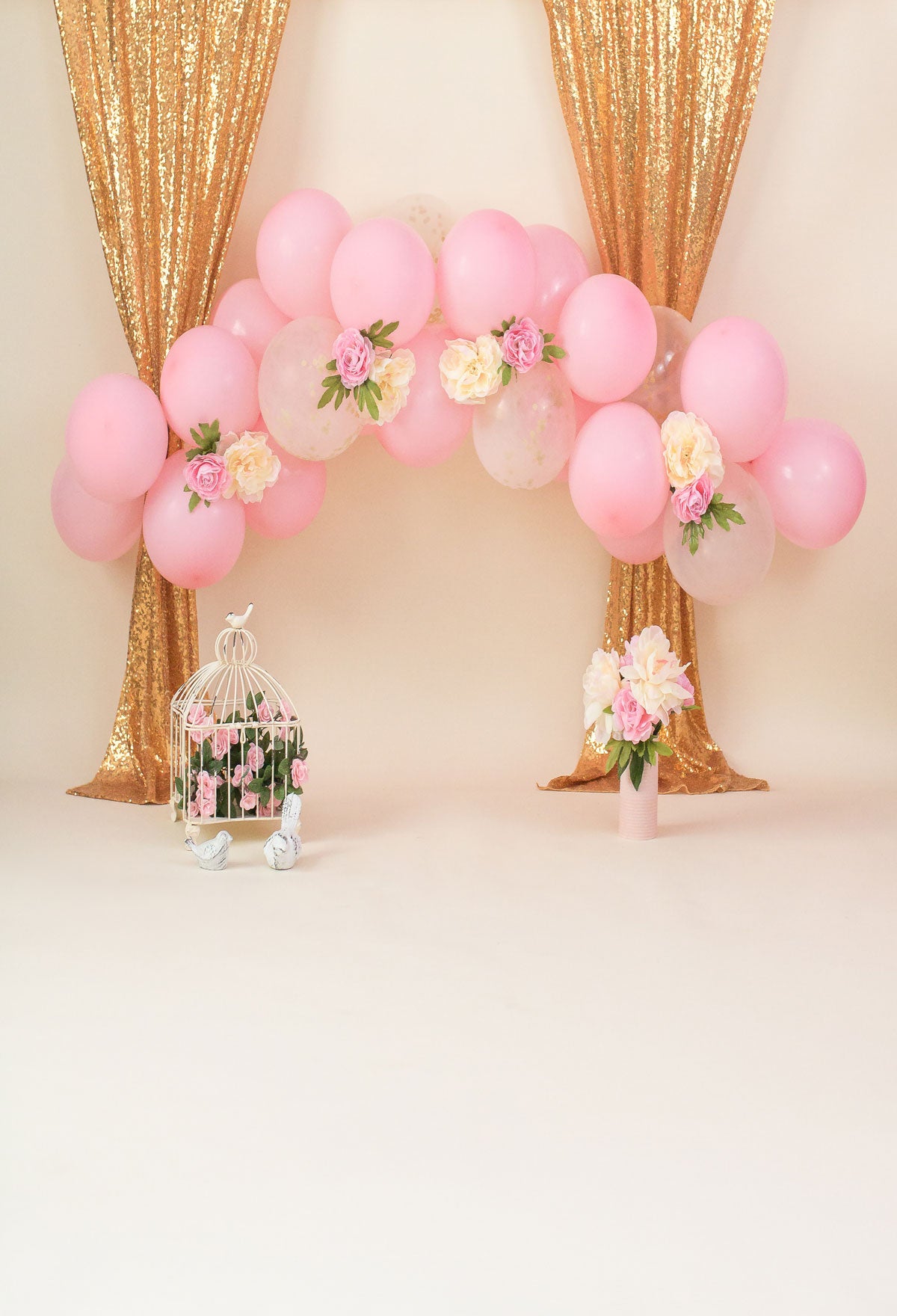 Kate Pink ballons Birthday Children Backdrops Designed by Dottie Grenier