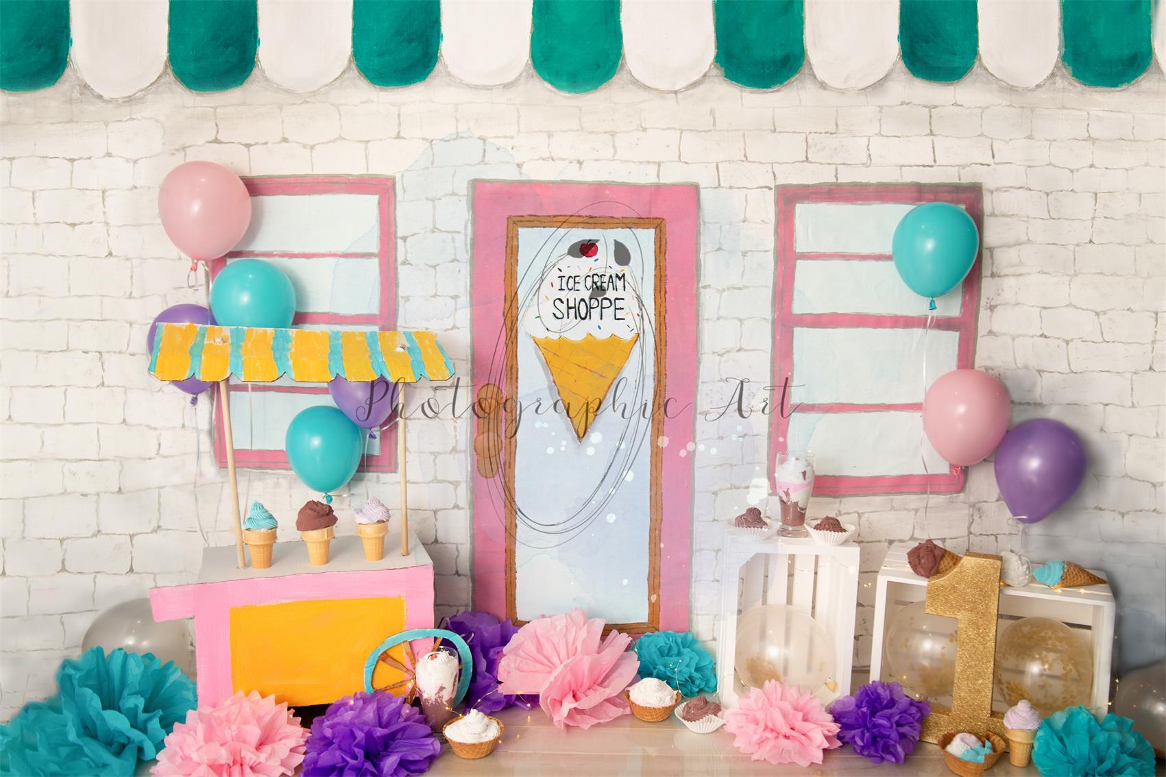 Children Birthday Ice Cream Backdrop