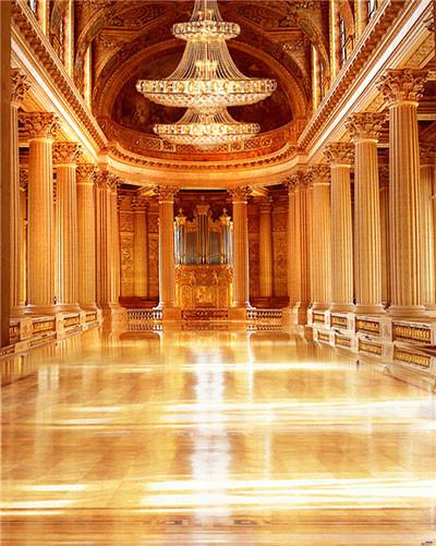 Kate Golden Hall Backdrop Droplight Stone Pillar Corridor Background for Wedding Picture