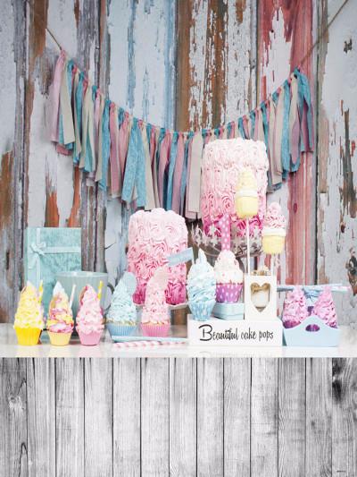 Katebackdrop£ºKate Wood Background And Floor Cloth Flag Birthday Cake Smash Photography