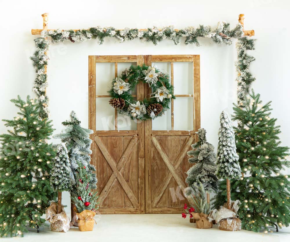 Kate Christmas Tree Barn Door Wood Backdrop Designed by Emetselch