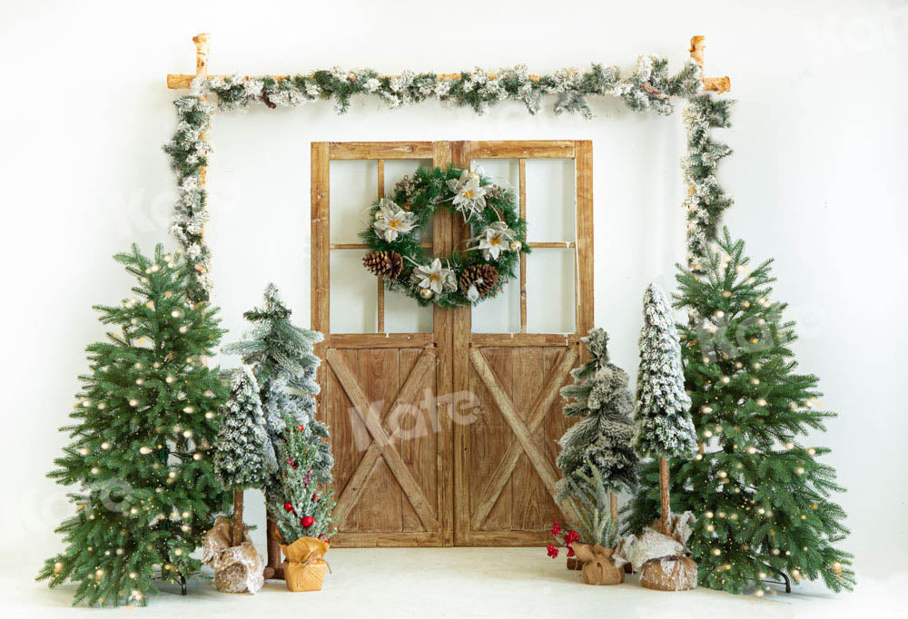 Kate Christmas Tree Barn Door Wood Backdrop Designed by Emetselch