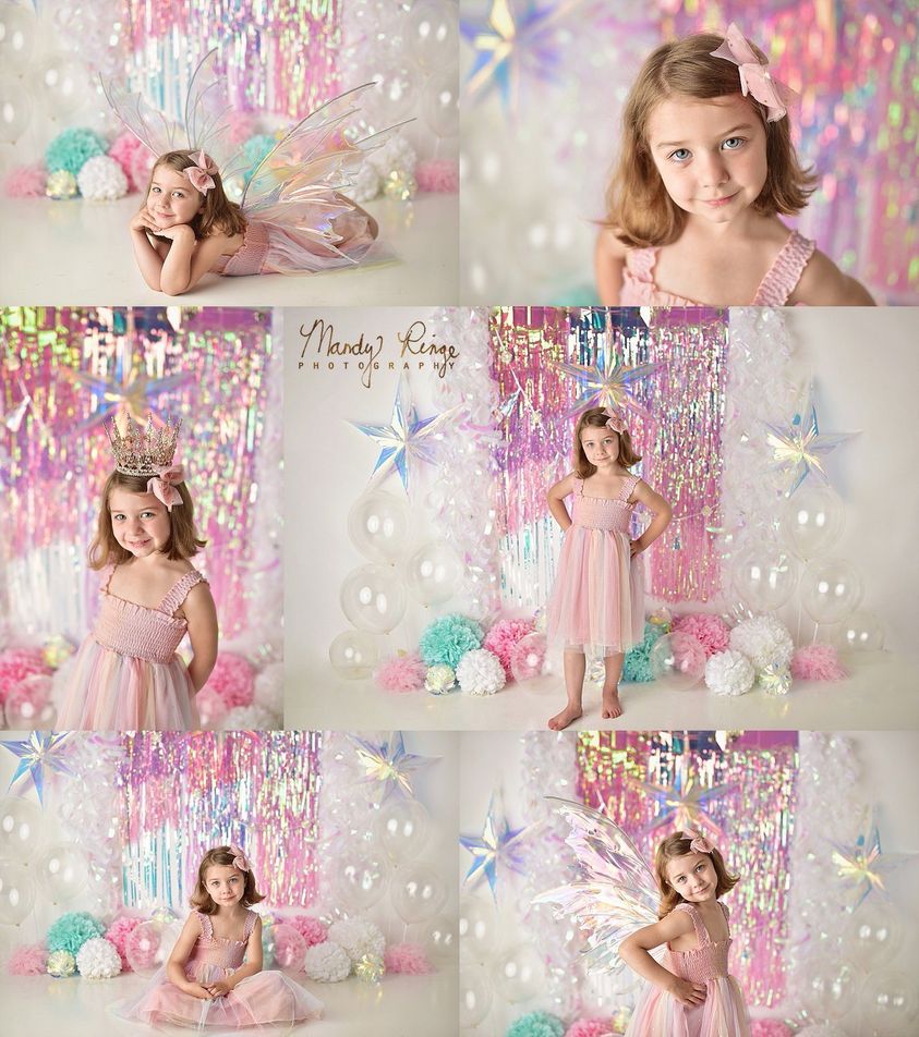 Kate Iridescent Rainbow Sparkle Backdrop Designed by Mandy Ringe Photography