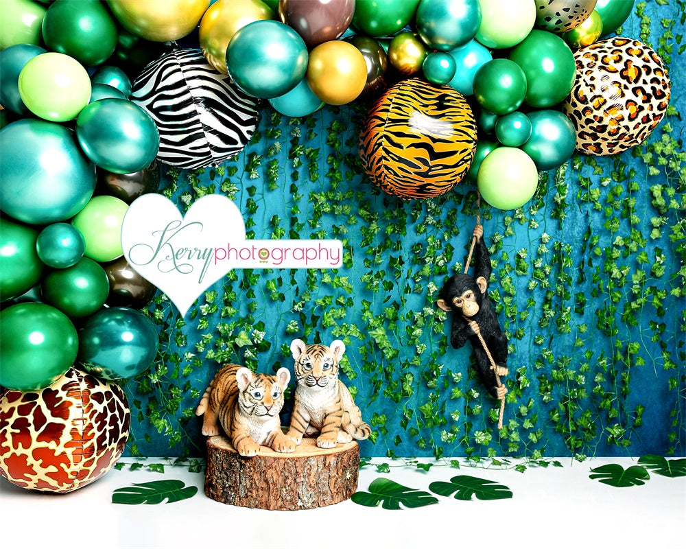 Kate Balloons Jungle Animal Backdrop for Photography Designed by Kerry Anderson