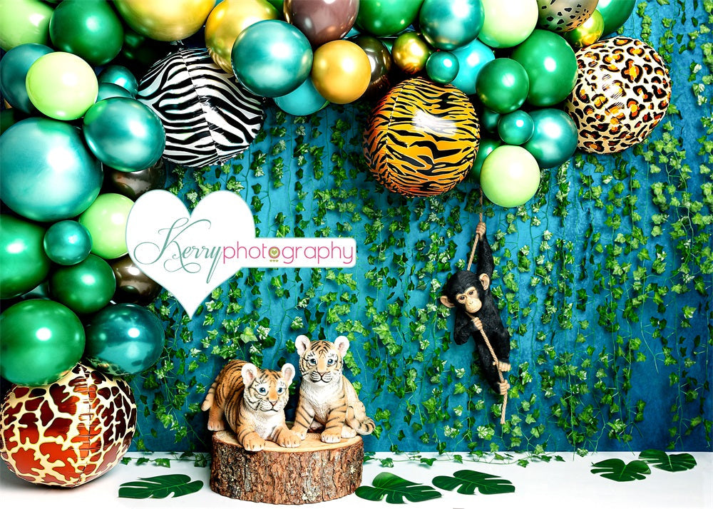 Kate Balloons Jungle Animal Backdrop for Photography Designed by Kerry Anderson