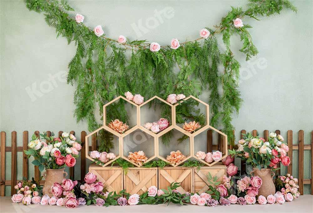 Kate Spring Cake Smash Floral Backdrop Designed by Emetselch