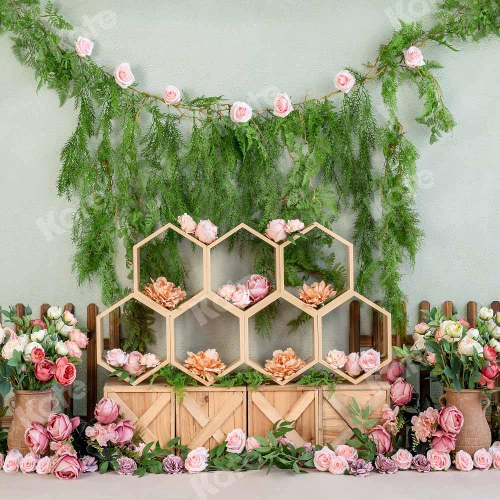 Kate Spring Cake Smash Floral Backdrop Designed by Emetselch -UK