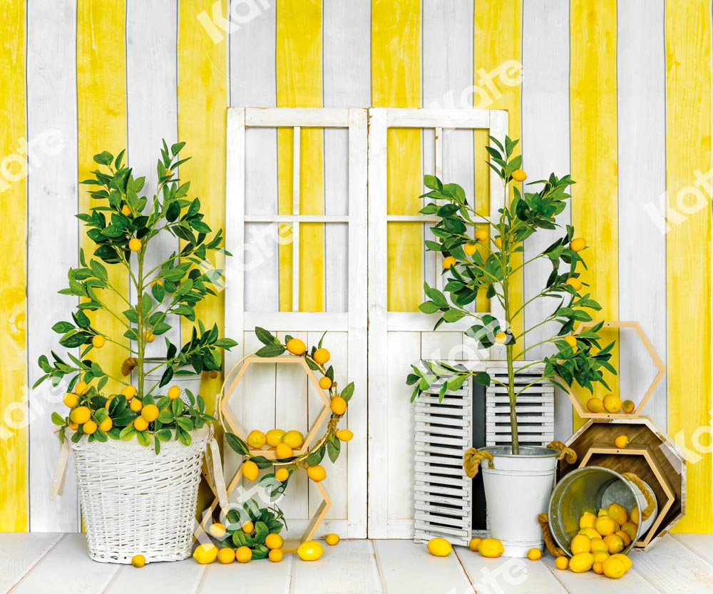 Kate Summer Lemon Backdrop Yellow Stripes Designed by Emetselch