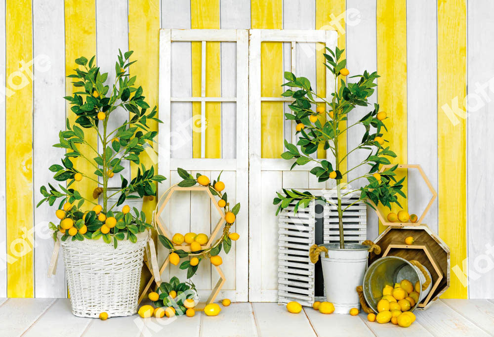 Kate Summer Lemon Backdrop Yellow Stripes Designed by Emetselch