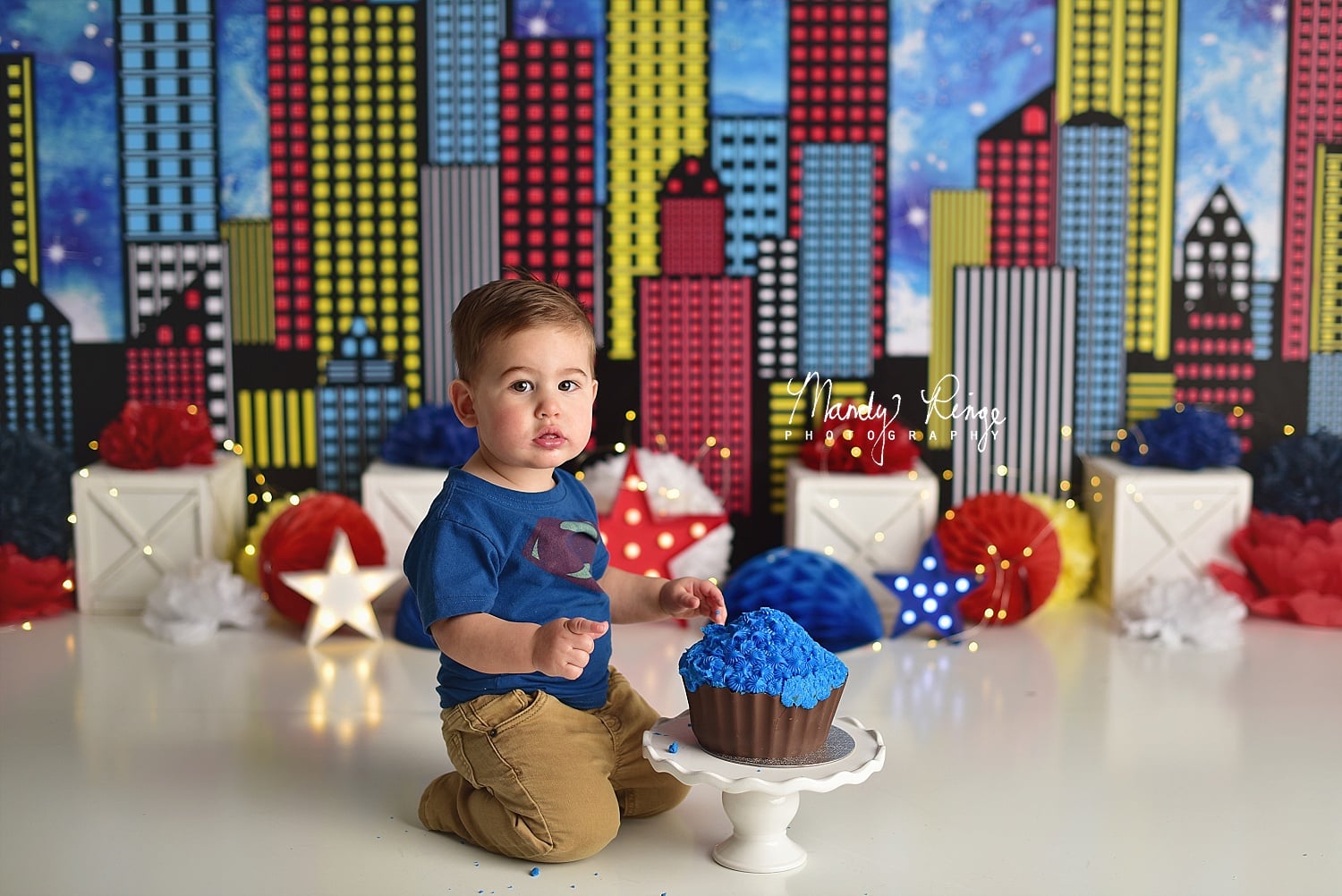 Kate Superhero City Backdrop Designed by Mandy Ringe Photography