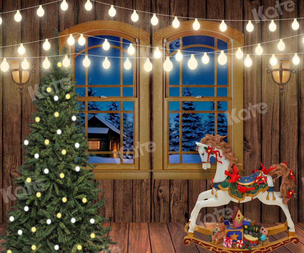 Kate Christmas Horsey Wooden Window Backdrop Designed by Chain Photography