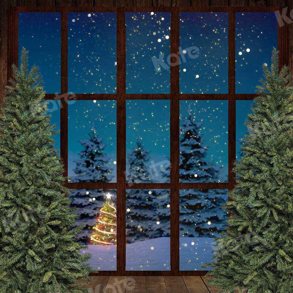 Kate Winter Wooden House Night backdrop Designed by Chain Photography