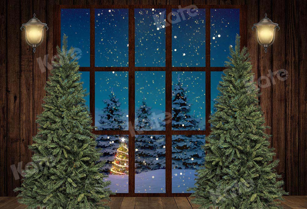 Kate Winter Wooden House Night backdrop Designed by Chain Photography