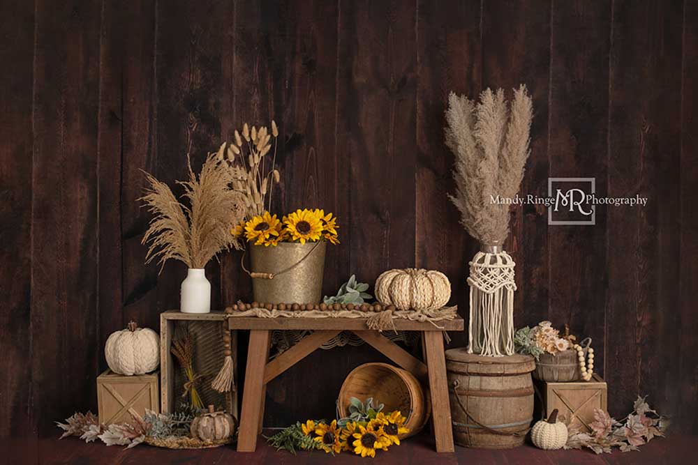 Kate Boho Autumn Sunflowers Backdrop Designed by Mandy Ringe Photography