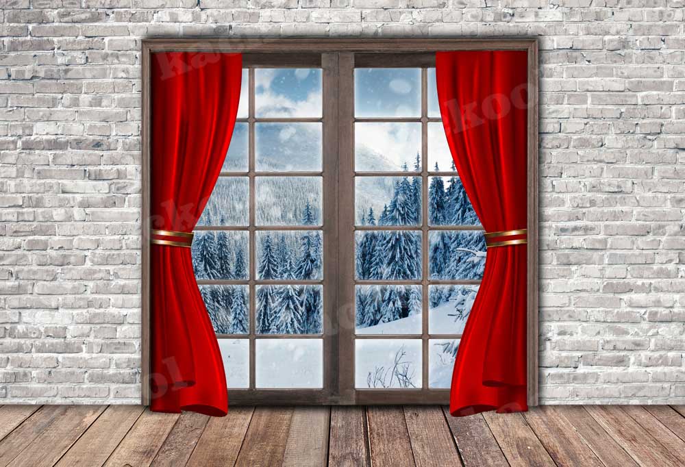 Kate Christmas Brick Winter Window Backdrop for Photography -UK