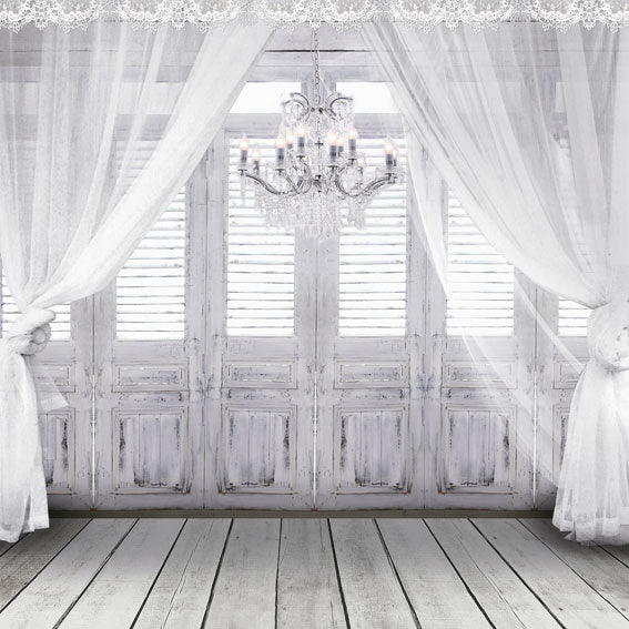 Kate White Curtain Backdrop Wood Wall Baby Photography Background