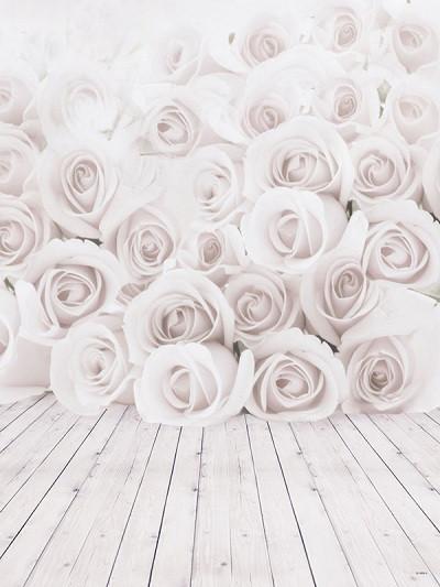 Katebackdrop£ºKate White Rose Floral Bloom Wall Wood Floor Wedding Backdrop