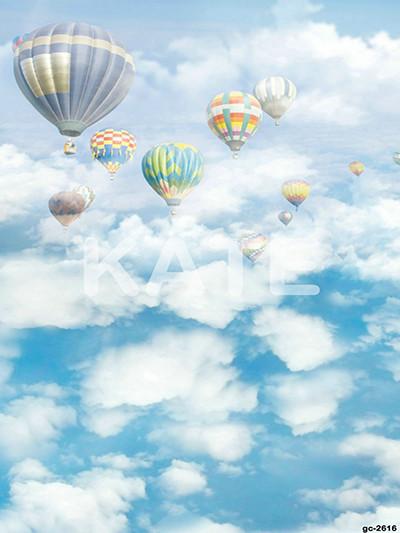 Kate Blue Sky Cloudy Hot Air Colored Balloon Backdrop For Children Photography - Kate backdrops UK