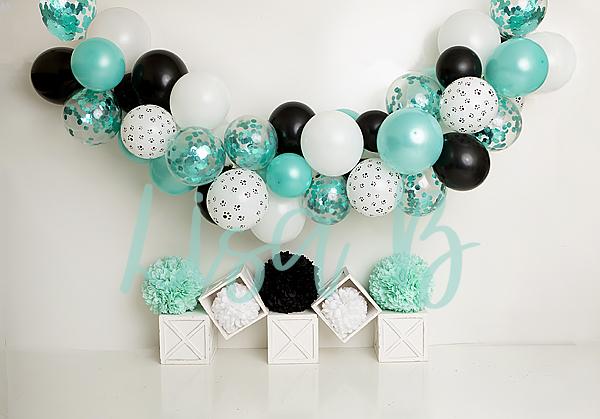 Kate Turquoise Black Puppy Garland Backdrop Designed by Lisa B