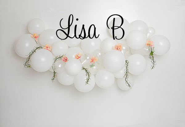 Kate White Floral Balloons Arch Cake Smash Backdrop Designed by Lisa B
