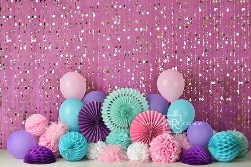 Kate Pink Purple and Teal Birthday Backdrop Designed by Mandy Ringe Photography