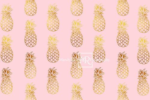 Kate Pink and Gold Pineapple Pattern Backdrop Designed by Mandy Ringe Photography