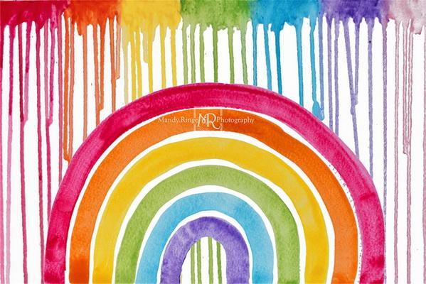 Kate Watercolor Rainbow with Paint Drips Backdrop Designed by Mandy Ringe Photography