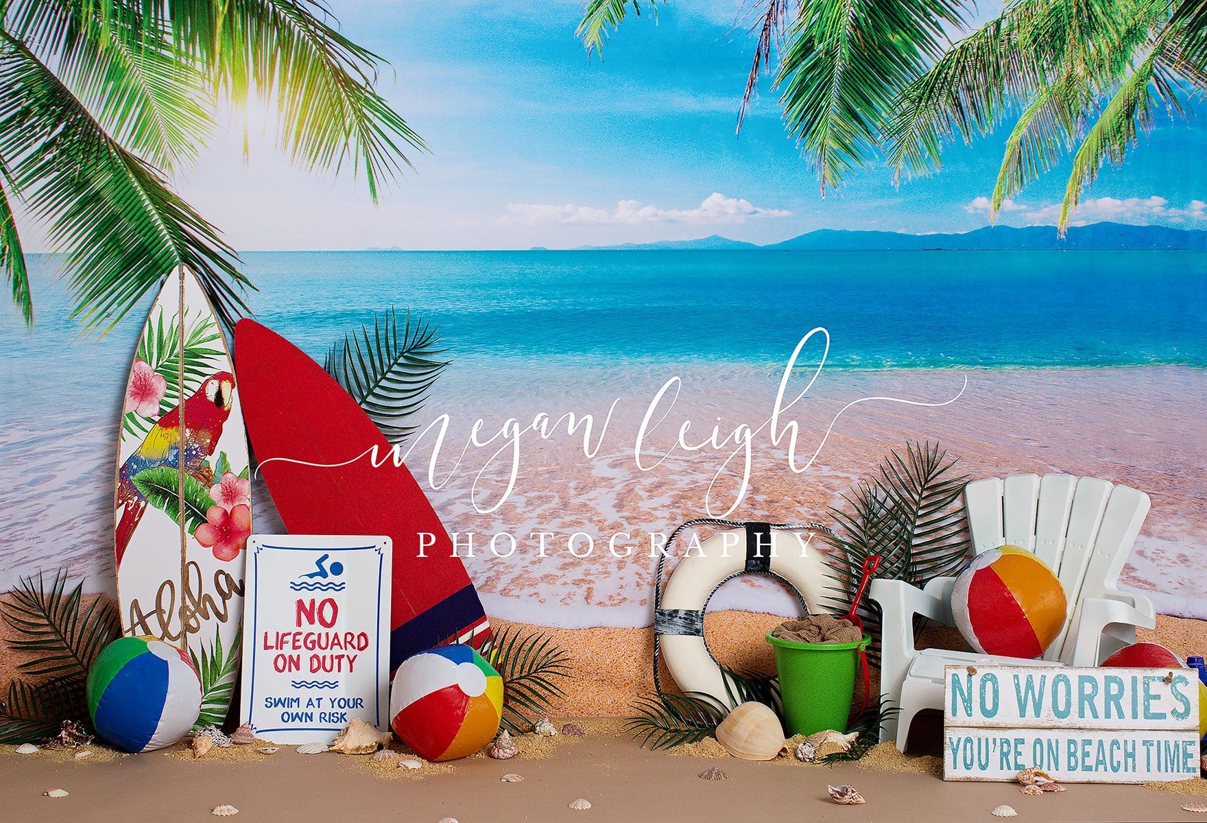 Kate Beach Day Sea Summer Backdrop for Photography Designed by Megan Leigh Photography -UK