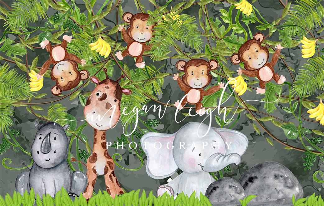 Animals in Jungle for Children Backdrop